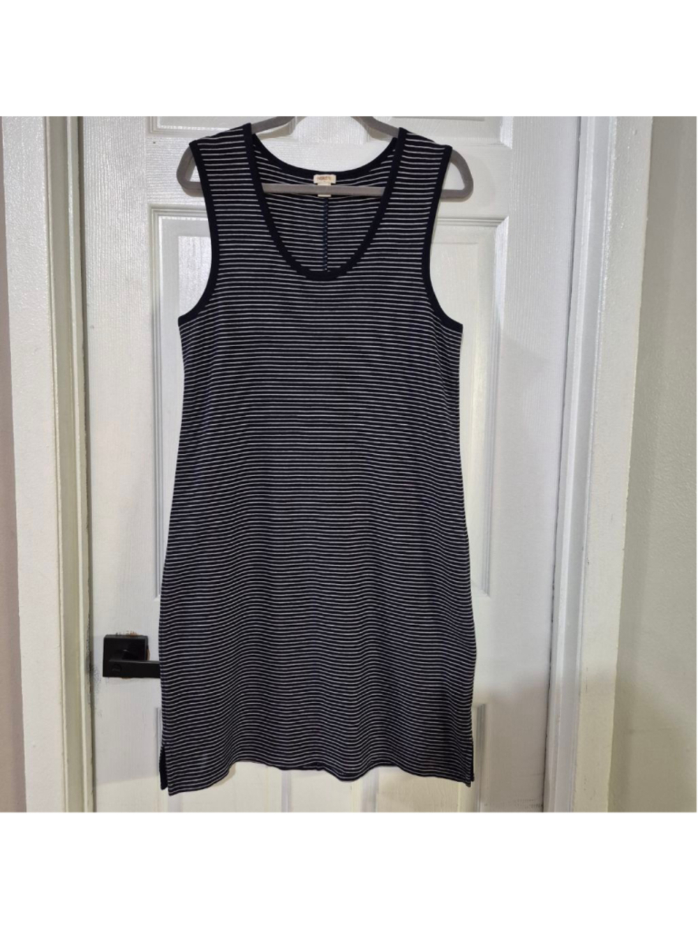 Women's J.Crew Navy White Striped Sleeveless Dress M